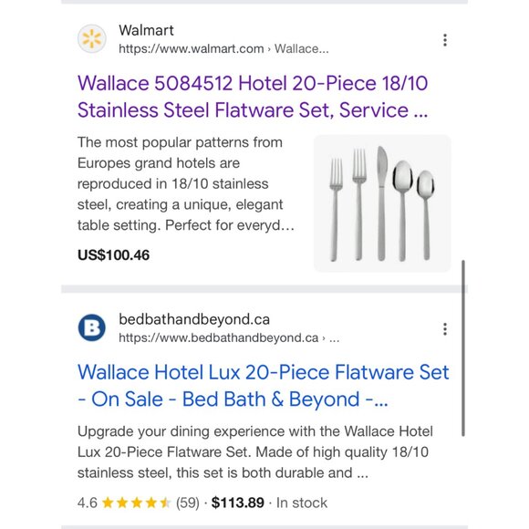 New in box: 2 Wallace Hotel Lux 20Piece Flatware Sets for 4 (2 boxes=8 settings) - Picture 9 of 9